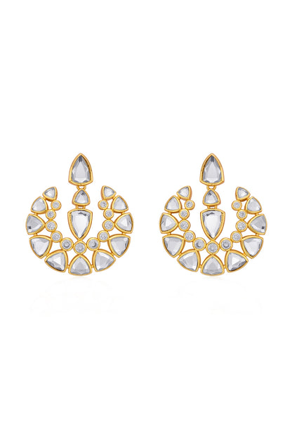 Gold Finish Mirror Drop Earrings