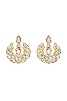 Gold Finish Mirror Drop Earrings