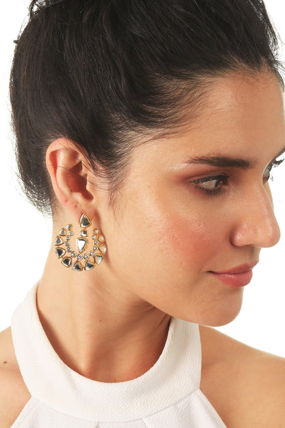 Gold Finish Mirror Drop Earrings
