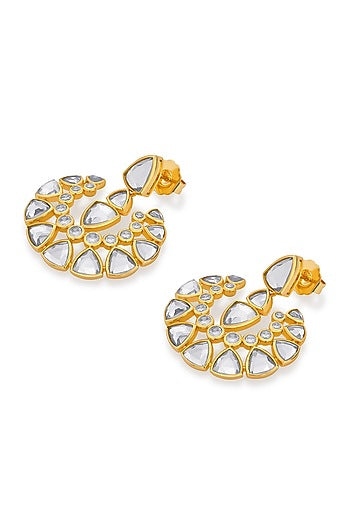 Gold Finish Mirror Drop Earrings