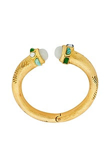 Gold Finish Multi- Stone Cuff