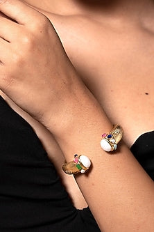 Gold Finish Multi- Stone Cuff