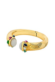 Gold Finish Multi- Stone Cuff