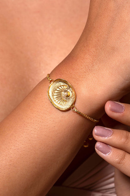 Gold Finish Pearls Luna Bracelet