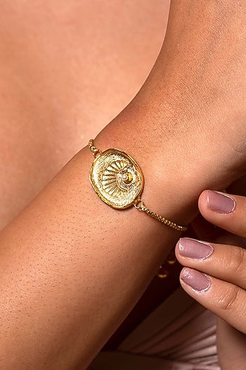 Gold Finish Pearls Luna Bracelet
