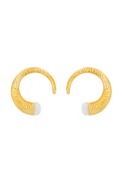 Gold Plated Jade Hoop Earrings