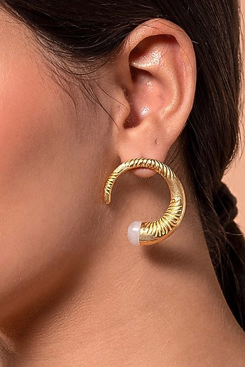 Gold Plated Jade Hoop Earrings