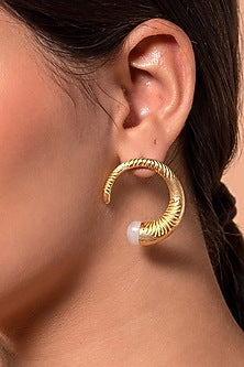 Gold Plated Jade Hoop Earrings