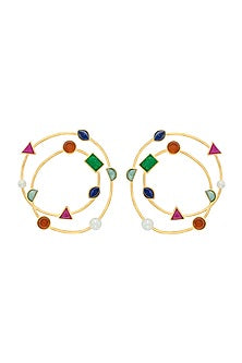 Gold Plated Amazonite Stud Earrings