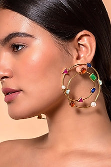 Gold Plated Amazonite Stud Earrings