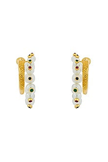 Gold Plated Pearls Hoop Earrings