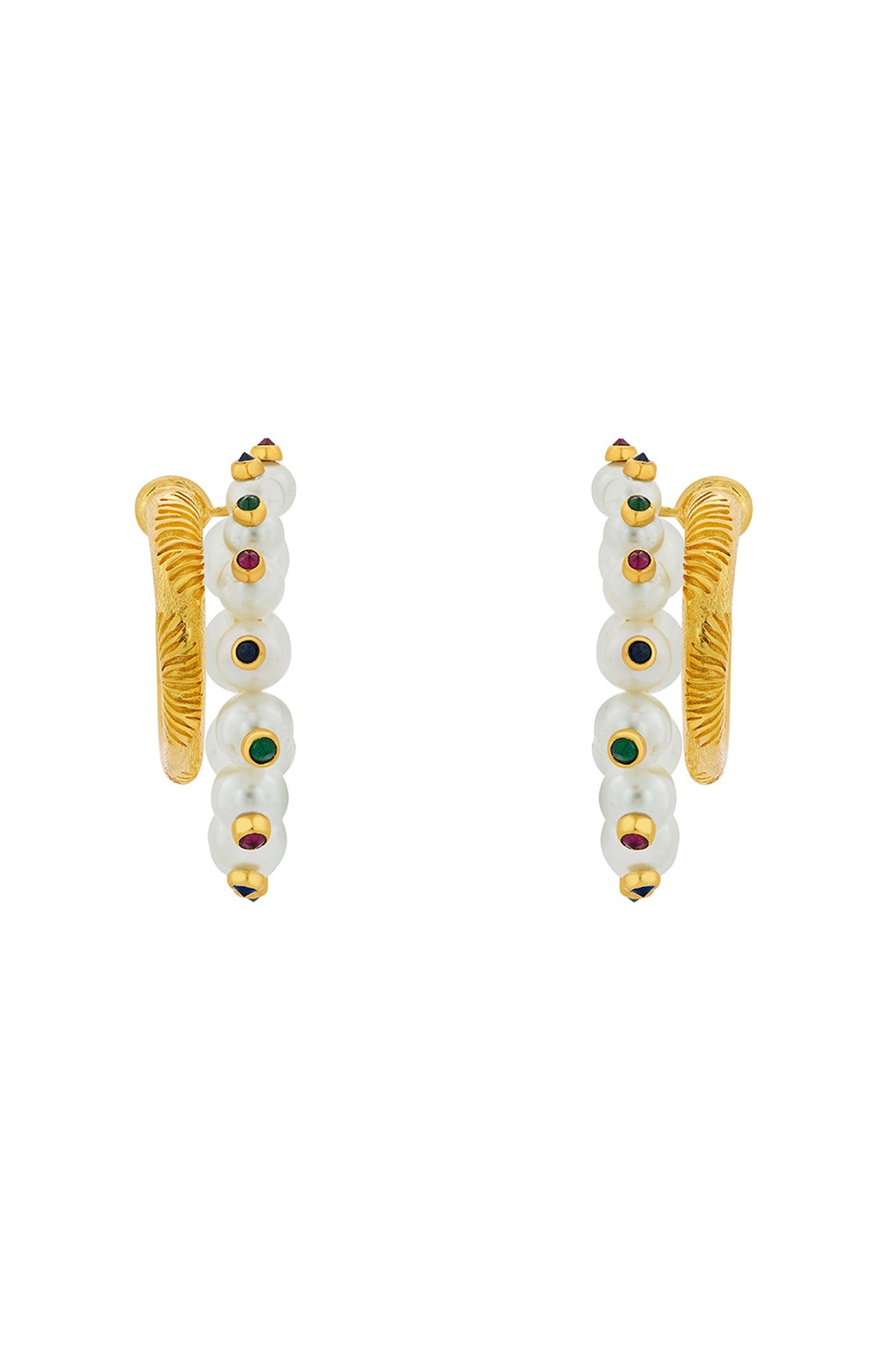 Gold Plated Pearls Hoop Earrings