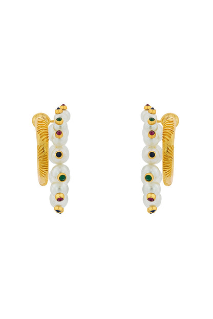 Gold Plated Pearls Hoop Earrings