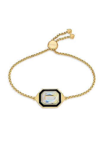 Gold Plated Black Enameled Bracelet