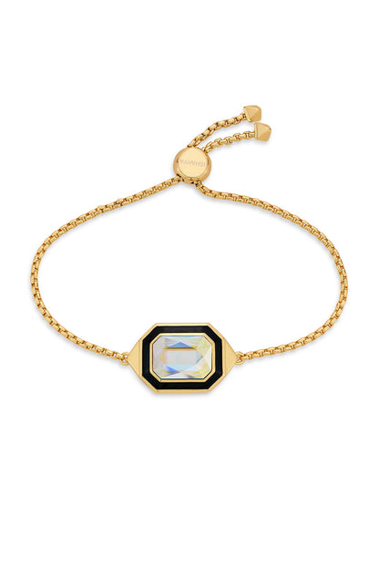 Gold Plated Black Enameled Bracelet