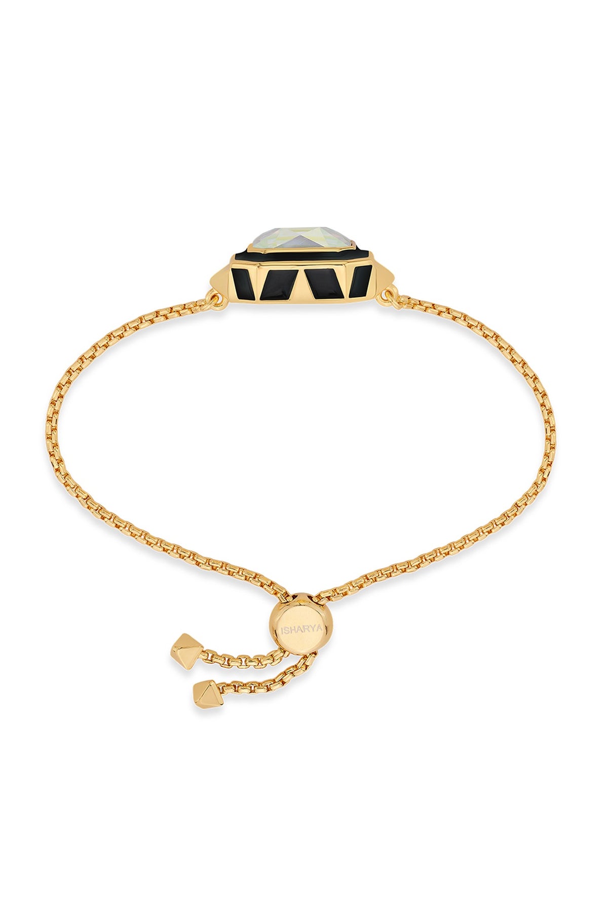 Gold Plated Black Enameled Bracelet