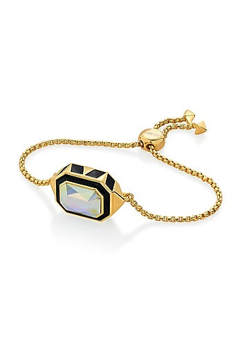 Gold Plated Black Enameled Bracelet
