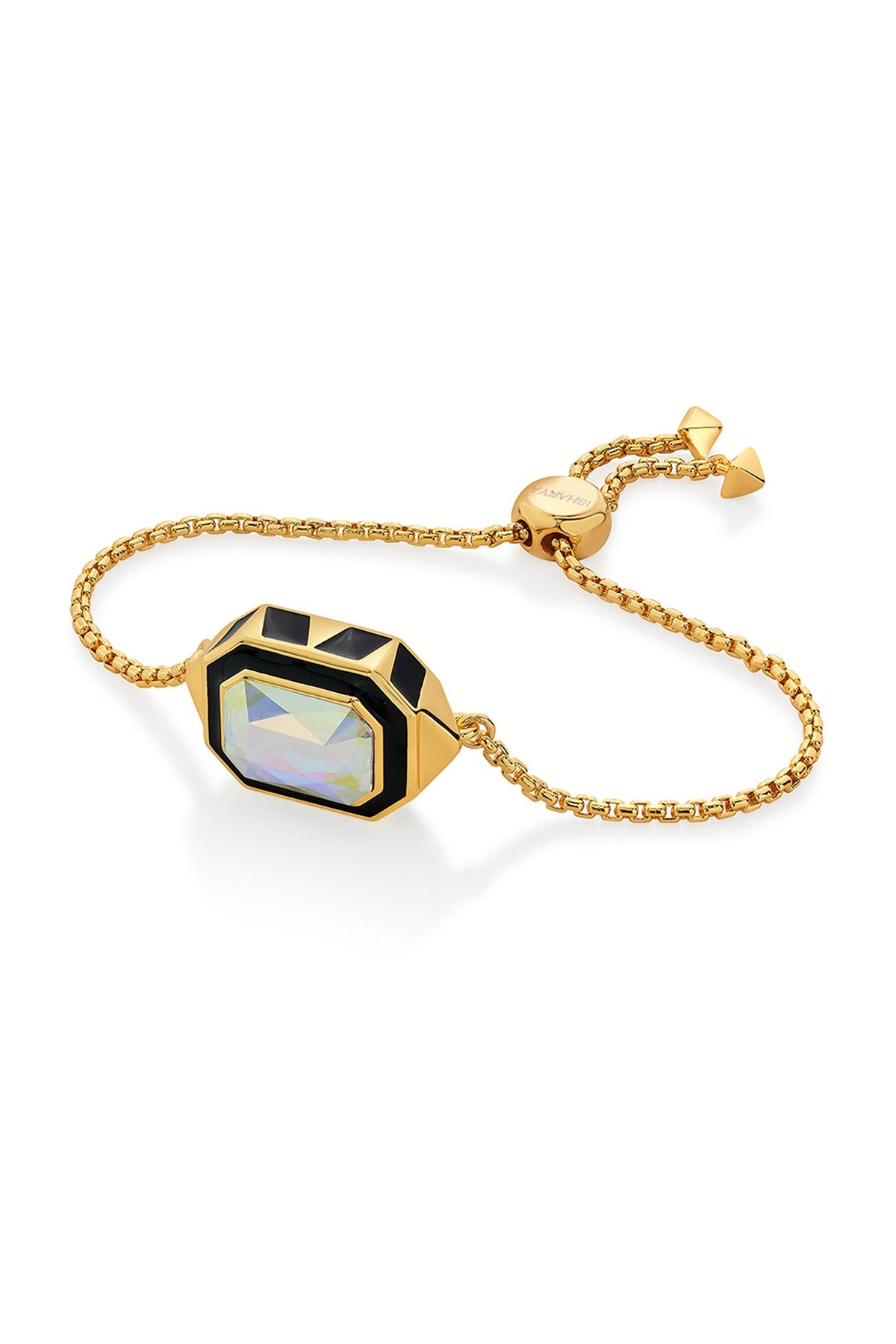 Gold Plated Black Enameled Bracelet