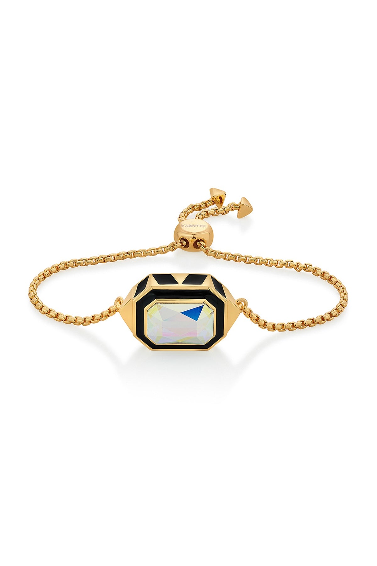 Gold Plated Black Enameled Bracelet