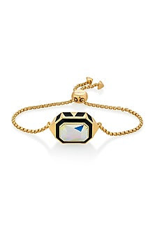 Gold Plated Black Enameled Bracelet