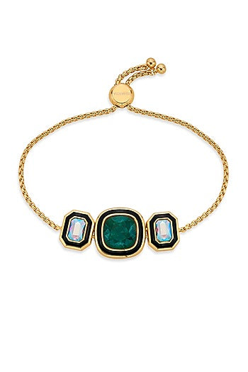 Gold Finished Black Enameled Bracelet