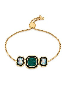 Gold Finished Black Enameled Bracelet