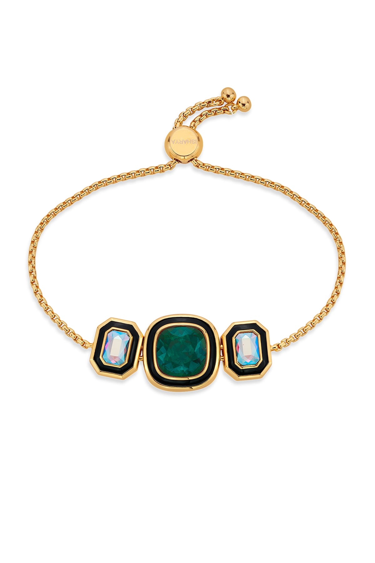 Gold Finished Black Enameled Bracelet