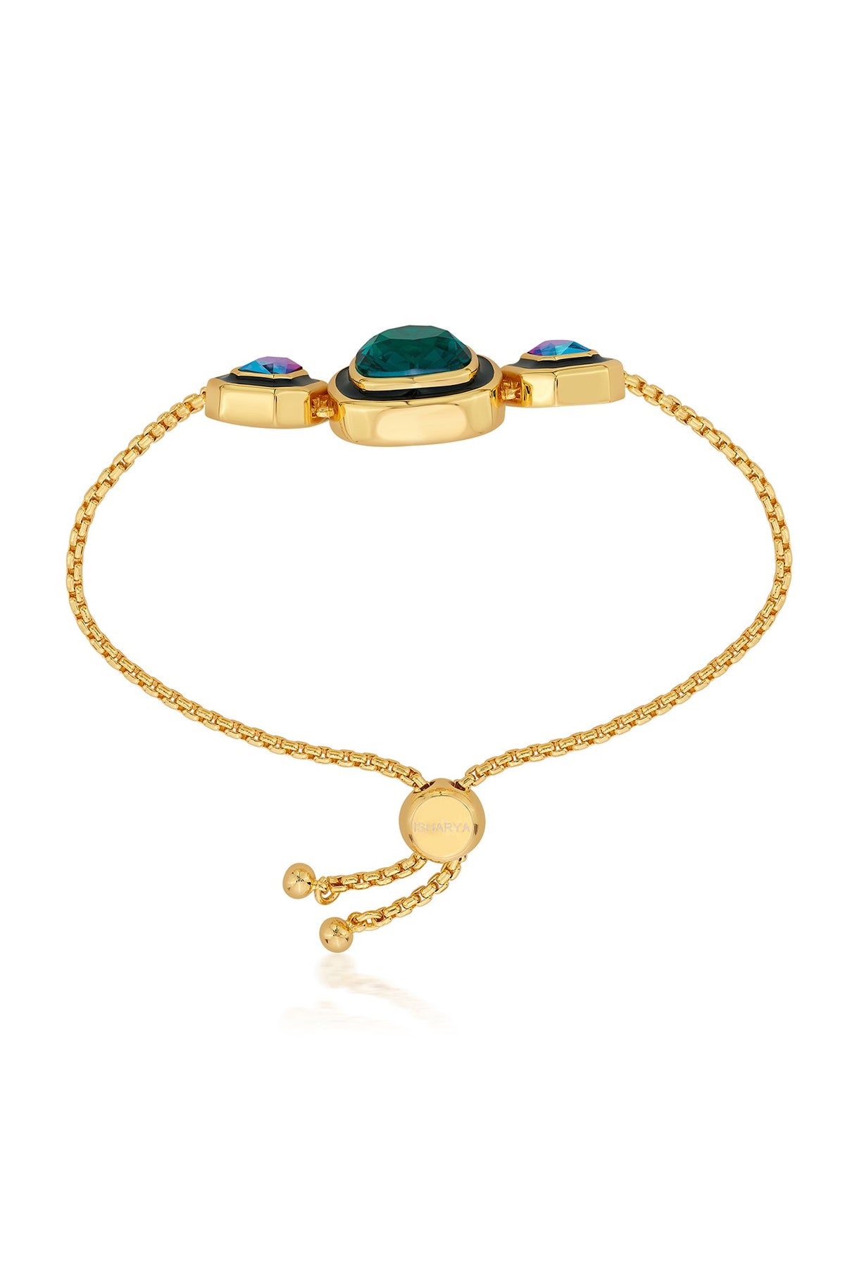Gold Finished Black Enameled Bracelet