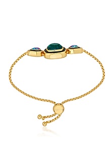 Gold Finished Black Enameled Bracelet