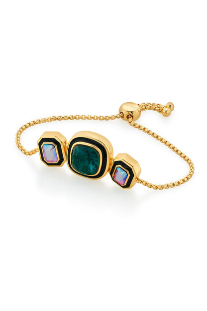 Gold Finished Black Enameled Bracelet