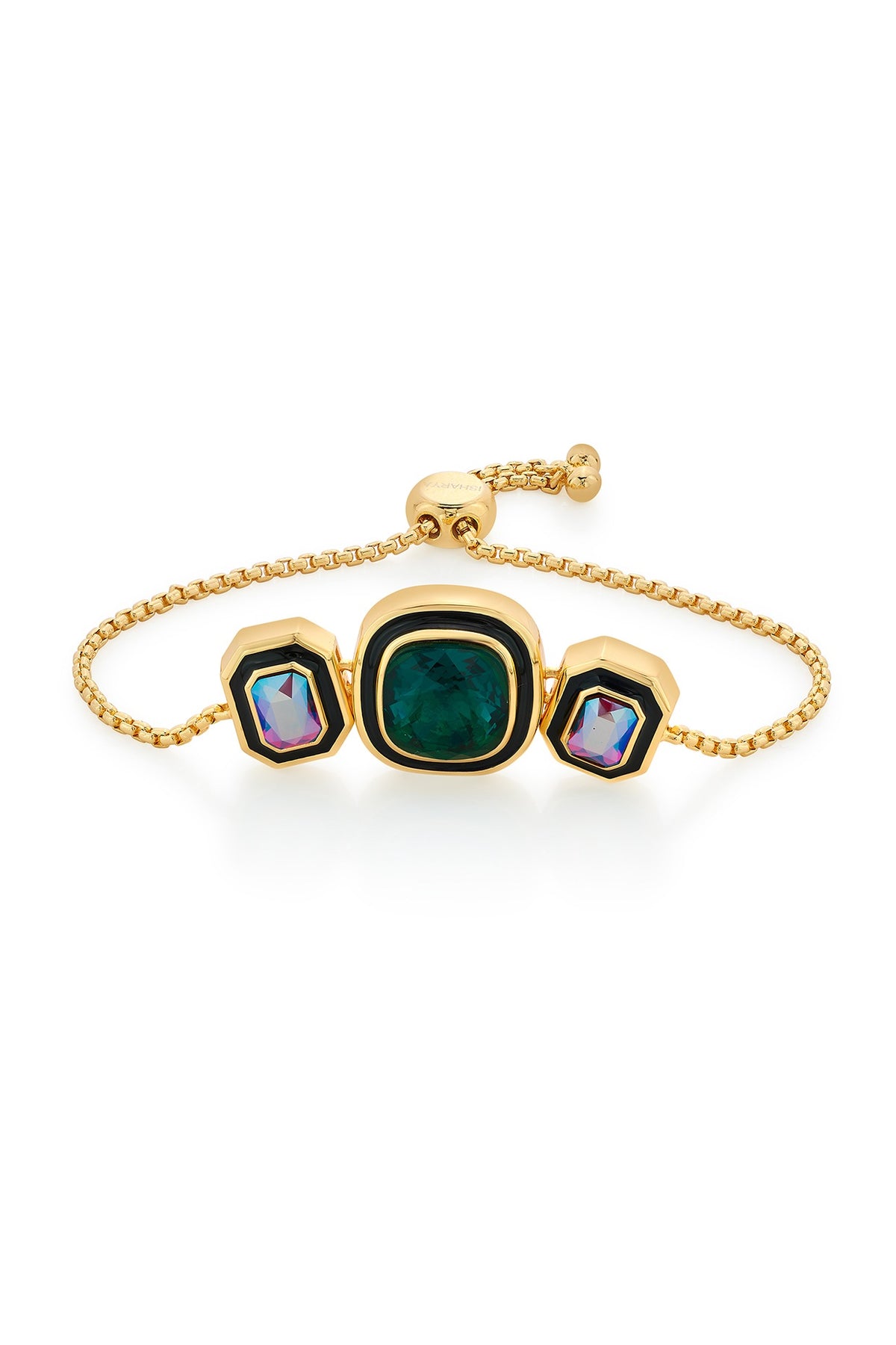 Gold Finished Black Enameled Bracelet