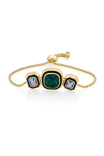Gold Finished Black Enameled Bracelet