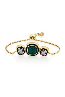 Gold Finished Black Enameled Bracelet