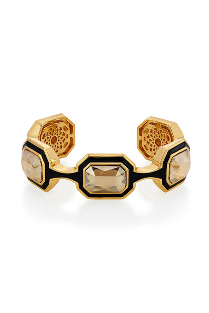Gold Plated Black Enameled Bracelet