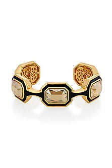 Gold Plated Black Enameled Bracelet