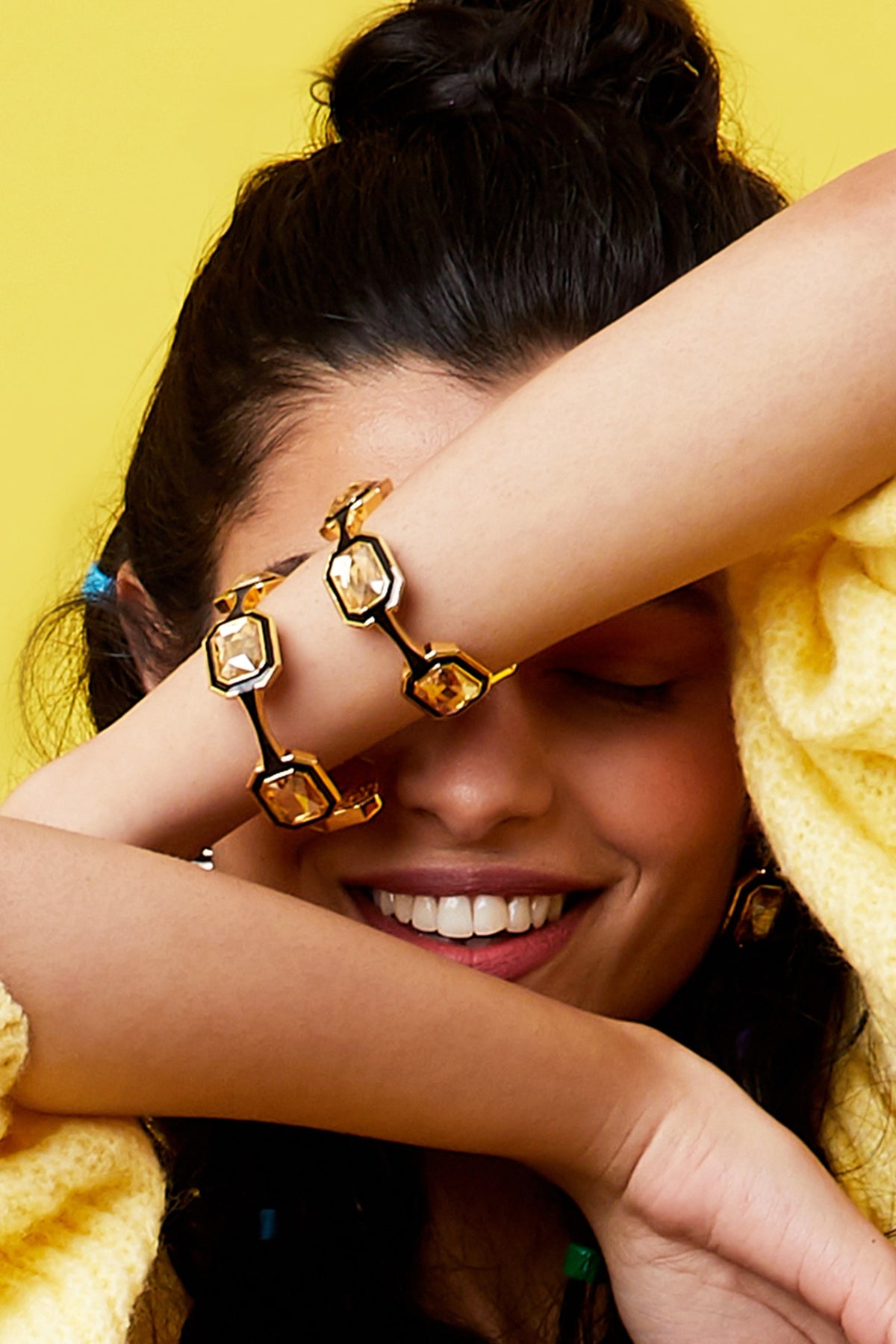 Gold Plated Black Enameled Bracelet