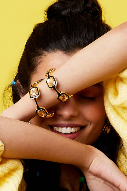 Gold Plated Black Enameled Bracelet
