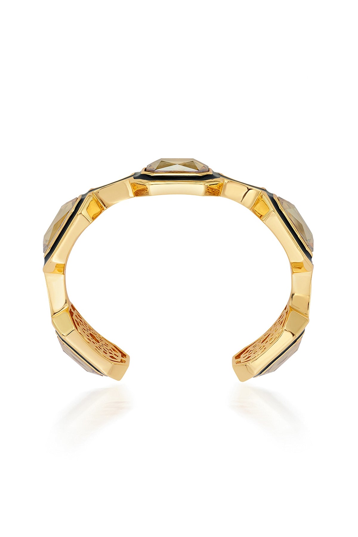 Gold Plated Black Enameled Bracelet