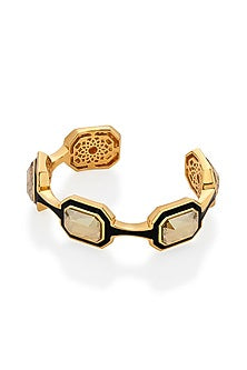 Gold Plated Black Enameled Bracelet