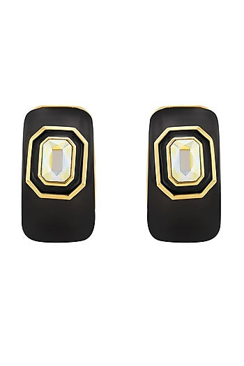 Gold Plated Enameled Resin Hoop Earrings