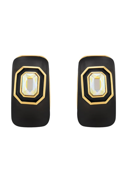 Gold Plated Enameled Resin Hoop Earrings