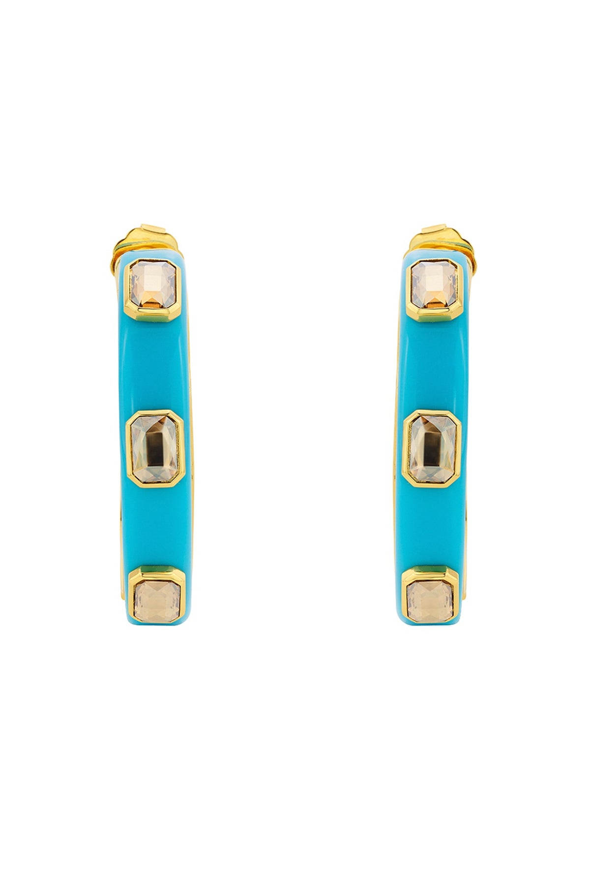 Gold Plated Resin Slander Hoop Earrings