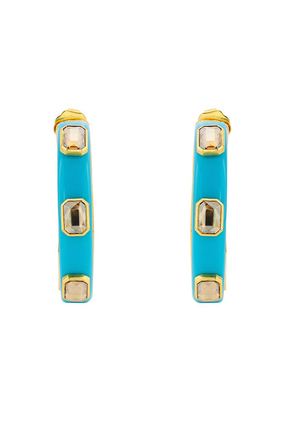 Gold Plated Resin Slander Hoop Earrings