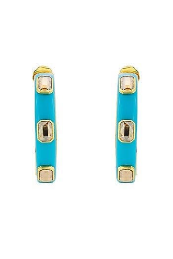 Gold Plated Resin Slander Hoop Earrings