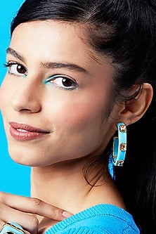 Gold Plated Resin Slander Hoop Earrings
