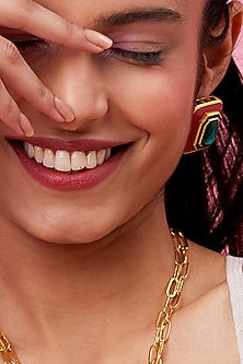 Gold Plated Emerald Stud Earrings