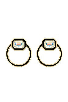 Gold Plated Enameled Stud Earrings