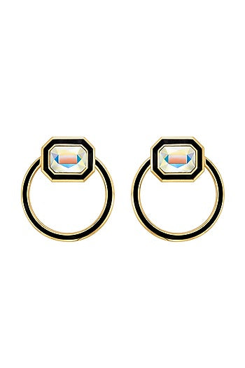 Gold Plated Enameled Stud Earrings