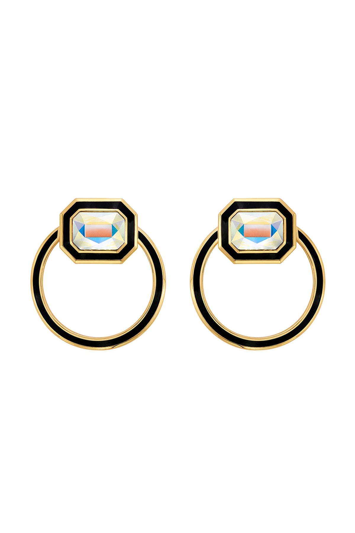 Gold Plated Enameled Stud Earrings