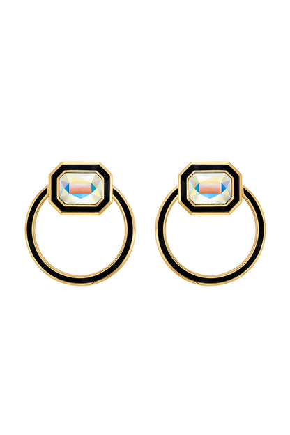 Gold Plated Enameled Stud Earrings